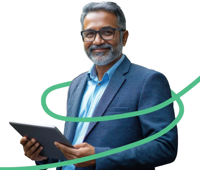 Professional using digital tablet